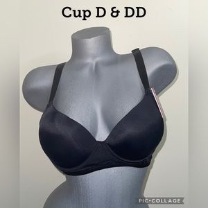 Push Up Padded T-Shirt 3 Hooks Underwire Bra Cup D & DD. NWT